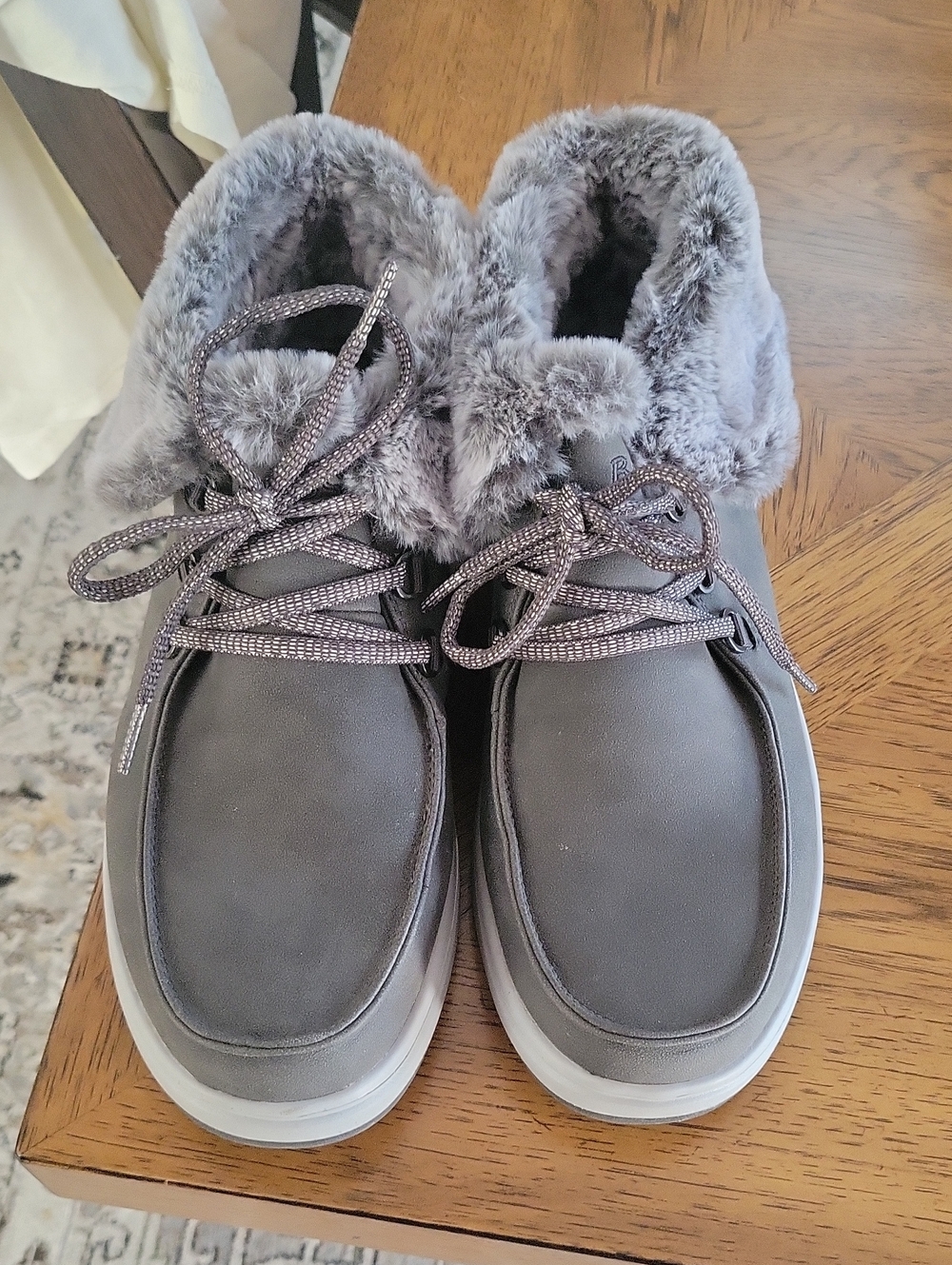 BOBS from Skechers Women's Gray Faux-Fur Lace-Up Boots